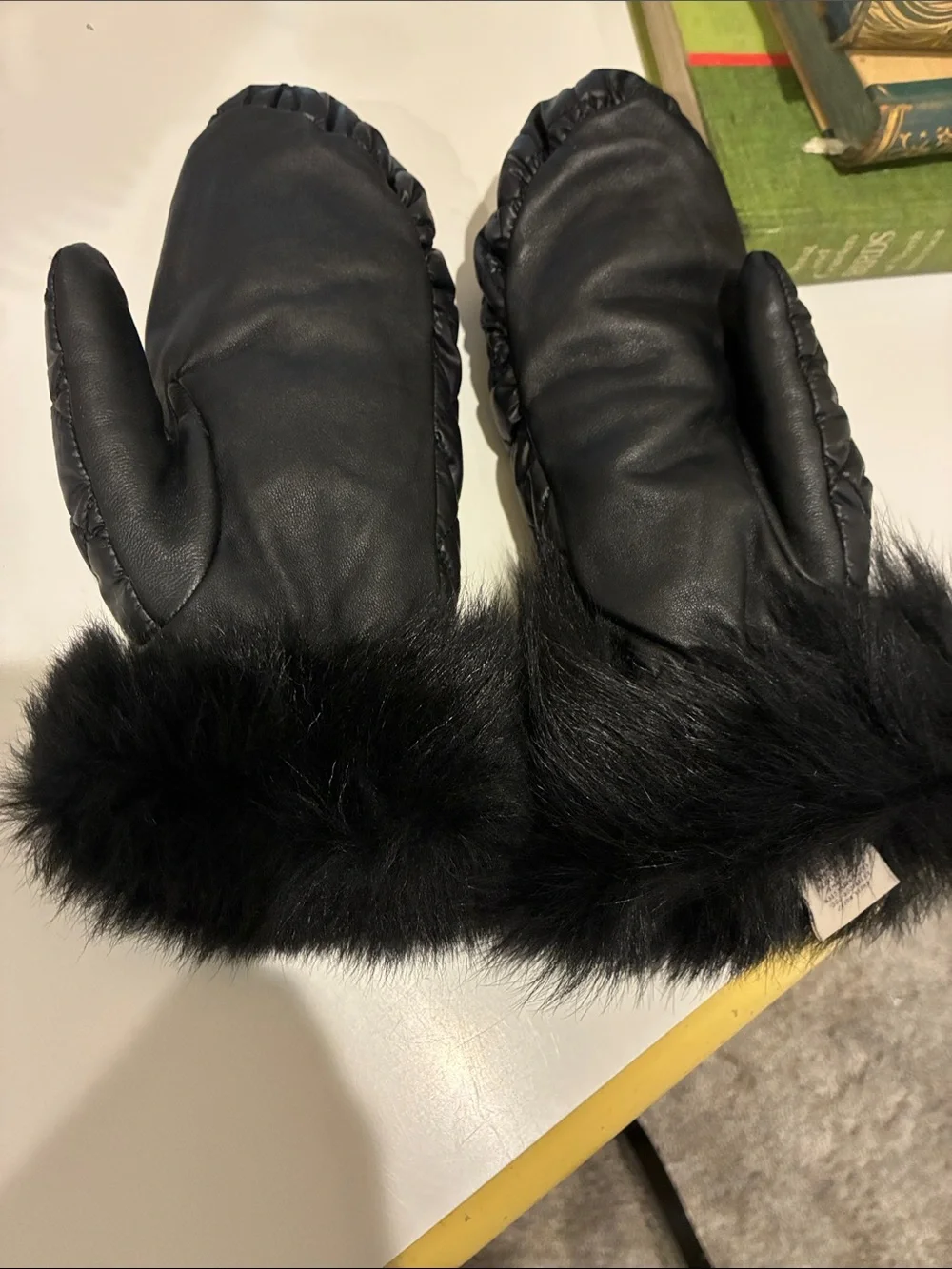 UGG Women's Quilted Shearling Mittens Black with Touchscreen